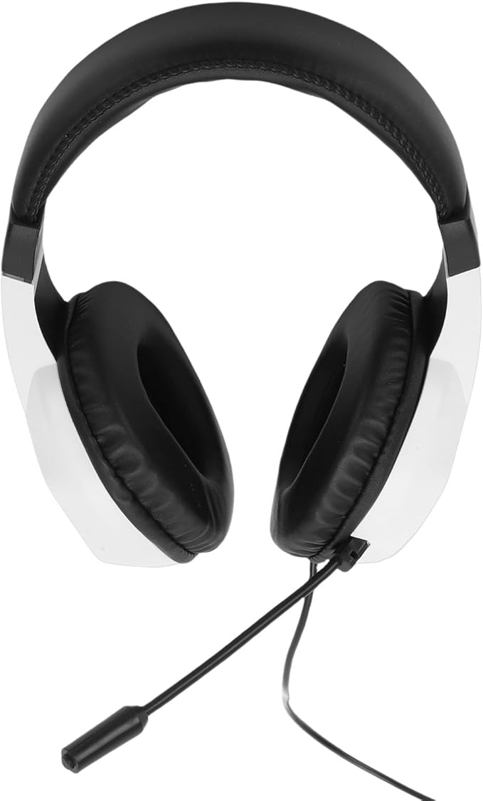 GOWENIC USB Wired Headset, Noise Isolation Gaming Headphones with 7.1 Surround Sound RGB Lighting and Flexible Noise Canceling Mic, for PC Gaming Call Center Online Classes (White)