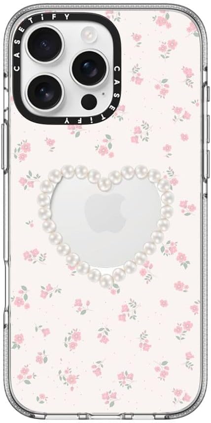 CASETiFY Clear iPhone 16 Pro Max Case [Not Yellowing / 6.6 ft. 3X Military Grade Drop Protection/Magsafe] - Pearly Heart - Clear