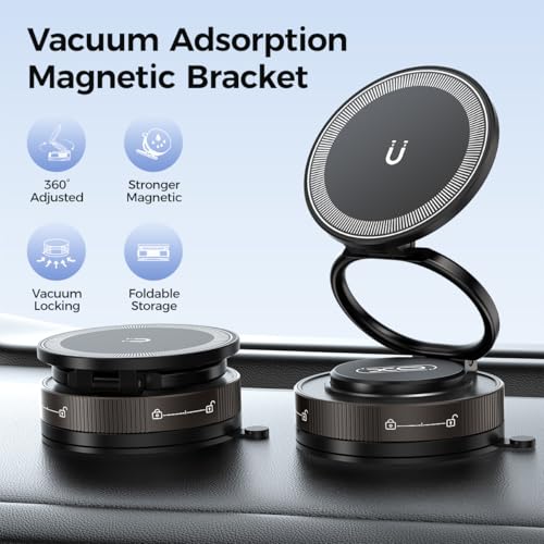 Nano Gel Car Phone Holder, 360°Rotation Adjustable Magnetic Cellphone Mount Foldable Car Phone Stand Strong Suction Phone Holders for Car/Makeup/Gym/Mirror,Fit for All Magsafe Smartphones