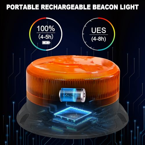 AnTom Magnetic Wireless Strobe Light Amber Warning Beacon Light for Trucks