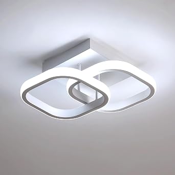 DELIPOP Small Ceiling Light, Square Modern LED Ceiling Light Fixture, 6500K Cool White Light Acrylic Hallway Light Fixture Ceiling Lamp for Hallway Kitchen Study Bedroom Living Room (White)