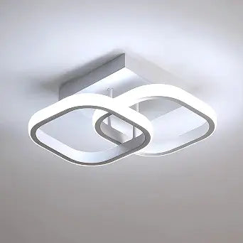 DELIPOP Small Ceiling Light, Square Modern LED Ceiling Light Fixture, 6500K Cool White Light Acrylic Hallway Light Fixture Ceiling Lamp for Hallway Kitchen Study Bedroom Living Room (White)