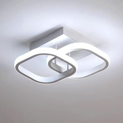 DELIPOP Small Ceiling Light, Square Modern LED Ceiling Light Fixture, 6500K Cool White Light Acrylic Hallway Light Fixture Ceiling Lamp for Hallway Kitchen Study Bedroom Living Room (White)