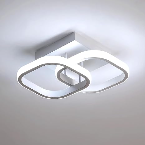 DELIPOP Small Ceiling Light, Square Modern LED Ceiling Light Fixture, 6500K Cool White Light Acrylic Hallway Light Fixture Ceiling Lamp for Hallway Kitchen Study Bedroom Living Room (White)