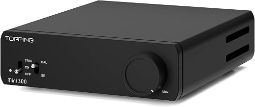 TOPPING Mini300 Compact Stereo Power Amplifier, Fully Balanced Class-D Design, 140W×2 @4Ω, Ultra-Low Distortion <0.0004% THD+N, 124dB SNR/DNR, Trig Auto Power Sync, Aluminum Chassis (Black) - Image 1