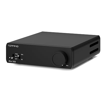 TOPPING Mini300 Compact Stereo Power Amplifier, Fully Balanced Class-D Design, 140W×2 @4Ω, Ultra-Low Distortion <0.0004% THD+N, 124dB SNR/DNR, Trig Auto Power Sync, Aluminum Chassis (Black)