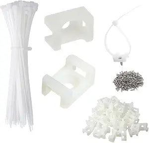 Cable Zip Tie Mounts Kit - 60 Set Wire Cable Clips Organizer Holders with 8" Cable Ties, Saddle Type Mounts Base and Tapping Screw