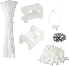 Cable Zip Tie Mounts Kit - 60 Set Wire Cable Clips Organizer Holders with 8" Cable Ties, Saddle Type Mounts Base and Tapping Screw - Image 1