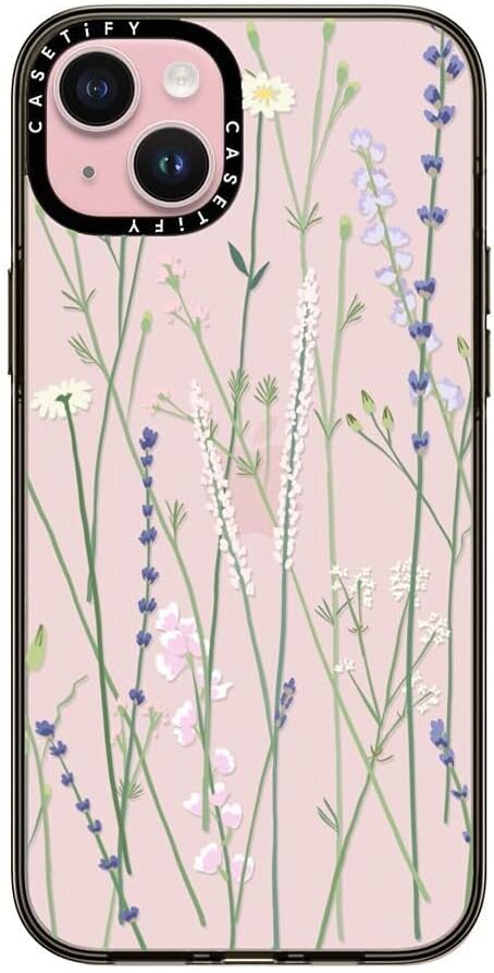 CASETiFY Compact iPhone 15 Plus Case [4 ft. 2X Military Grade Drop Protection/Slim/Lightweight] - Gigi Garden Florals - Clear Black