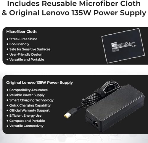 40AF0135US Docking Station Dual Monitor Hybrid USB-C with USB-A - 1 Year Warranty, Thinkpad Dock w/ 135W Adapter, HDMI, DisplayPort, USB-C Cable, Cloth - Laptop Docking Station (Renewed)