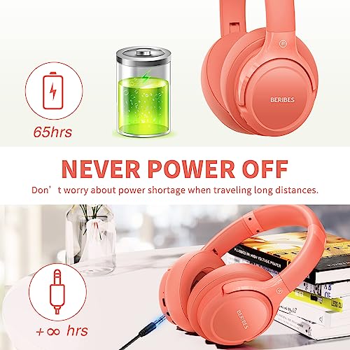BERIBES Bluetooth Headphones Over Ear Wireless HiFi Stereo Headsets 65H 6EQ