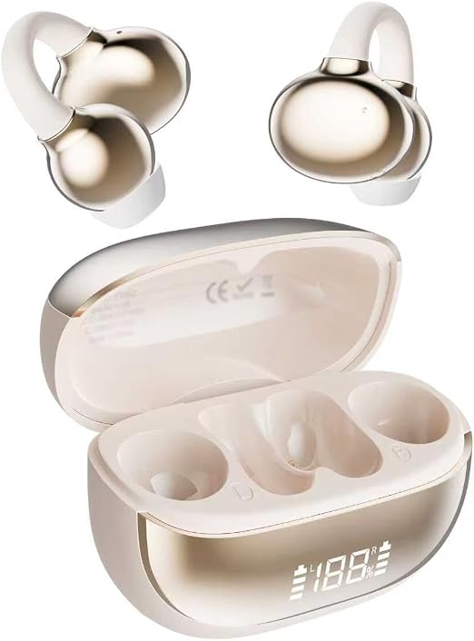 2026 Wireless Earbuds, Bluetooth 6.0, Open Ear Earbuds, Clip On Earbuds, Clip Headphones, OpenEarRing, Zero sensing air wear, 50h Battery Life, Suitable for Sports and Fitness, Supports iOS Android