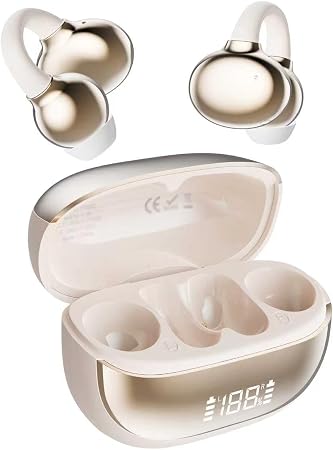 2026 Wireless Earbuds, Bluetooth 6.0, Open Ear Earbuds, Clip On Earbuds, Clip Headphones, OpenEarRing, Zero sensing air wear, 50h Battery Life, Suitable for Sports and Fitness, Supports iOS Android