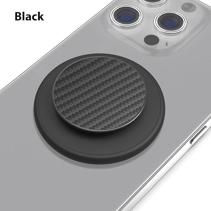 Magnetic Phone Grip for MagSafe, Magnetic Phone Ring Holder Finger Kickstand Wireless Charging Compatible, Adjustable Cell Phone Rings Gripper Stand for MagSafe iPhone - Black Carbonite Weave