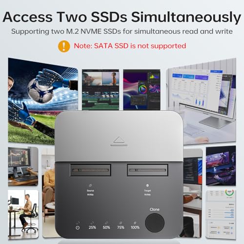 SSK M.2 SSD Cloner NVMe Duplicator Dual Bay Dock NVMe Enclosure Reader