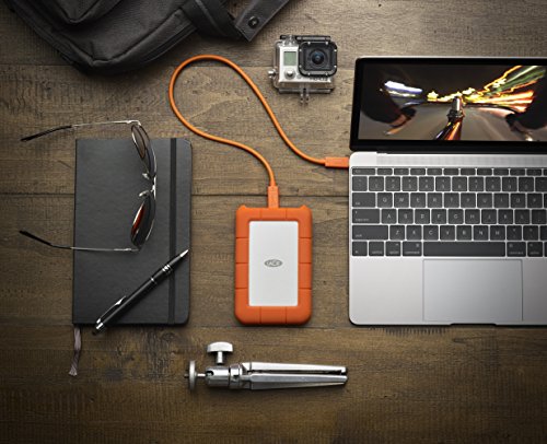 LaCie Rugged USB-C, 1TB, Portable External Hard Drive, Drop, Shock, Dust, Rain Resistant, for Mac & PC (STFR1000800)
