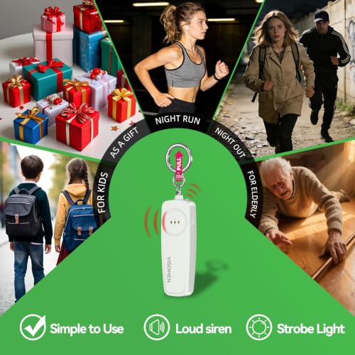 130dB Personal Safety Alarm - Portable Self Defense Keychain, 3-Pack Loud Siren with Flashing LED, Replaceable AAA Battery, Emergency Alarm for Women, Girls, Kids, Seniors