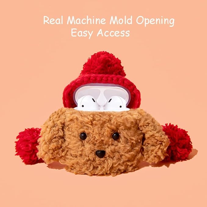 Yatchen Plush Case for AirPods Pro,Cute Fluffy 3D Cartoon Animal Teddy Bear AirPods Pro Cover Furry Hairy Soft TPU Cover Warm Charging Box with Keychain Accessories Anti-Fall Protector