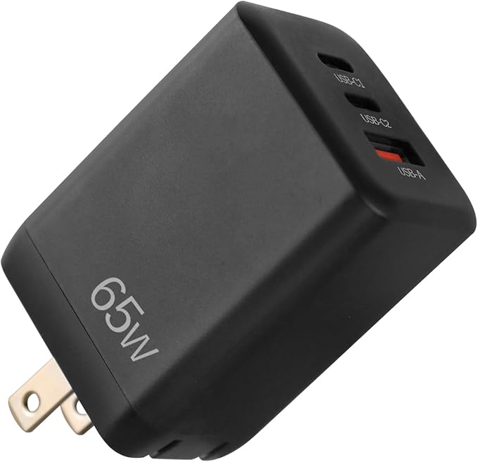 EP 65W USB C Charger Block, PPS GaN 3-Port Compact Foldable Power Adapter Fast Type C Charging Station Compatible with MacBook, Galaxy S24, iPhone 16/15Pro, Switch, Steam Deck, Galaxy S24 Black