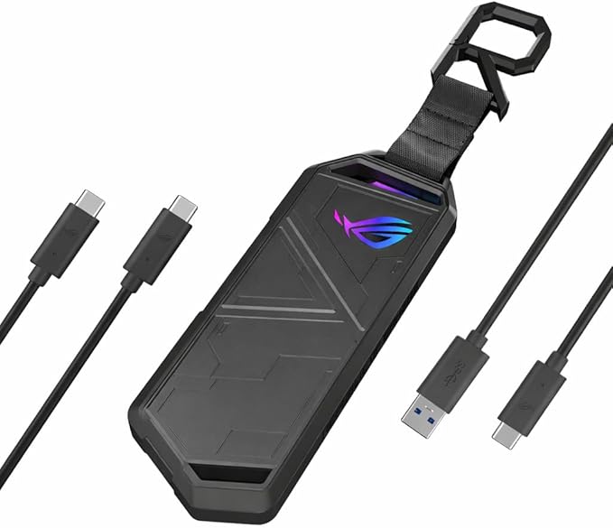 ASUS ROG Strix Arion Aluminum Alloy M.2 NVMe SSD Enclosure Case Adapter, USB 3.2 Gen 2 Type-C ,10 Gbps, USB-C to C and USB-C to A Cables, Fits PCIe 2280/2260/2242/2230 M Key/B+M Key, 1 Year Warranty