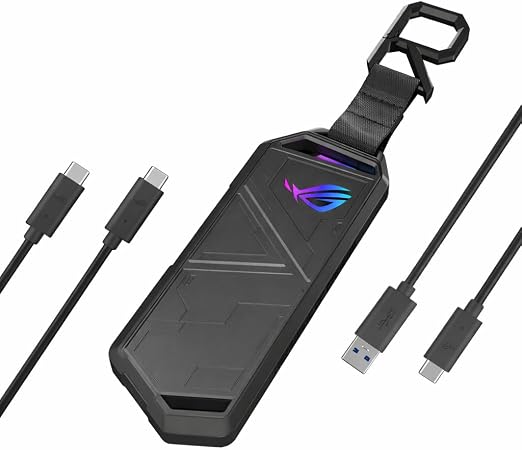 ASUS ROG Strix Arion Aluminum Alloy M.2 NVMe SSD Enclosure Case Adapter, USB 3.2 Gen 2 Type-C ,10 Gbps, USB-C to C and USB-C to A Cables, Fits PCIe 2280/2260/2242/2230 M Key/B+M Key, 1 Year Warranty