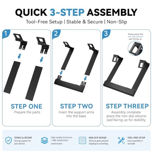 Laptop Stand for Desk ABS+Metal Portable Computer Riser Notebook Holder Printer Stand Office Desk Accessories Compatible with MacBook Air, Pro, Dell, HP, Lenovo and All 10-17" Laptops
