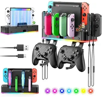Switch/OLED Wall Mount RGB Charging Dock for Nintendo Switch for Joycon