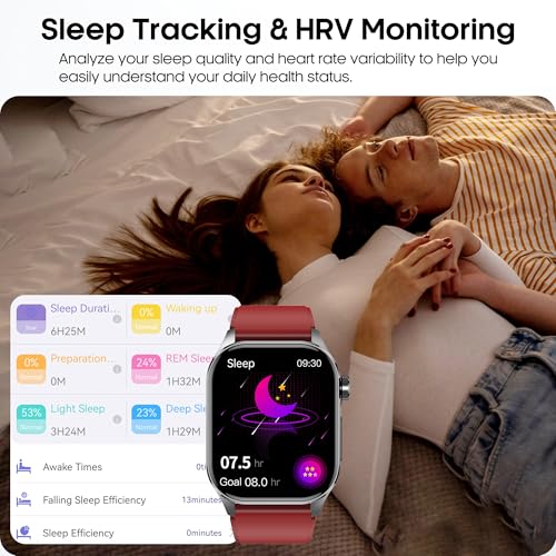 Smart Watch for Men Women with Bluetooth Calls, Blood Pressure Heart Rate Blood Oxygen Stress HRV Monitor Sleep Tracker, 150+ Sports Modes Fitness Tracker, IP68 Waterproof, Pedometer For Android/iOS