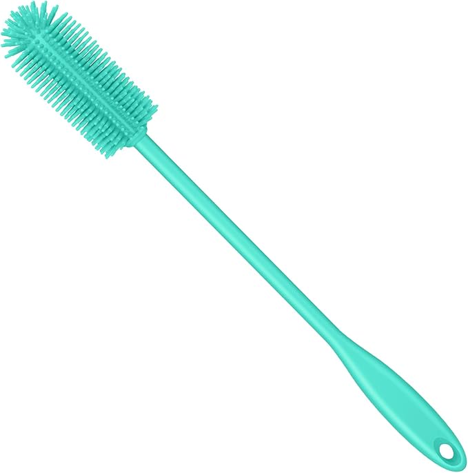 Silicone Bottle Brush, Water Bottle Cleaner Brush with Long Handle, Perfect for Cleaning Narrow Neck Containers, Vacuum Sports Bottle, Tumblers, Flask, Glassware (1 Pack, Teal)