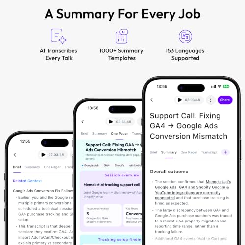 Gem Wearable AI Voice Recorder, Transcribe & Summarize, Wristband
