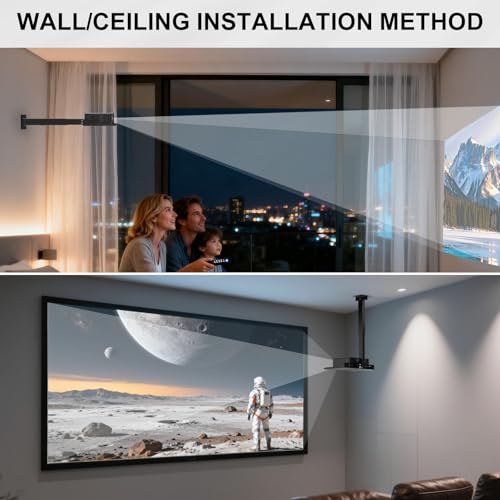 WALI Universal Projector Ceiling Wall Mount with Hidden Cable Management