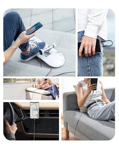 33ft Long USBC Cable,5Gbps Data Transfer,60W Fast Charging,4K@60Hz Video Output,Black Nylon Braided USB C Cable with Gold-Plated Connectors,Compatible with Laptop,Monitor, Docking Station,