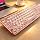 Wireless Typewriter Style Mechanical Keyboard with White Backlit, Pink