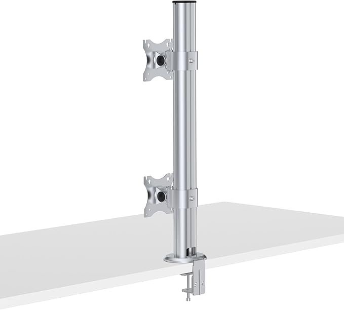 BEWISER Dual Monitor Stand Desk Mount- Vertical Heavy Duty Monitor Riser Fits Two 17 to 49 Inch Screen with Swivel, Tilt, Height Adjustable,Weight Capacity up to 33 lbs