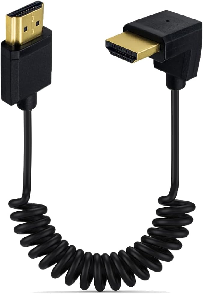 3.9ft HDMI 4K@60Hz Coiled Cable, Up Angle HDMI 2.0 Version Male to Male Adapter Spring Spiral Cord, 18Gbps High Speed, High Definition