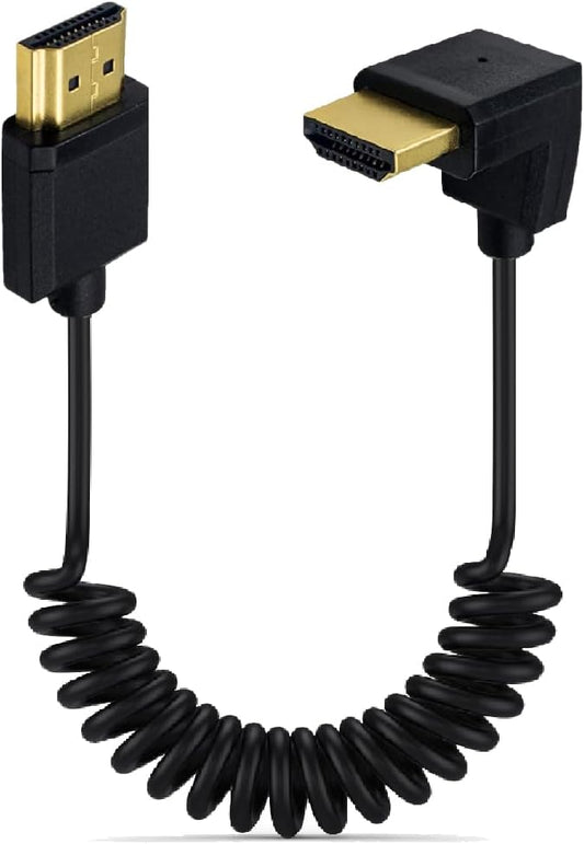 3.9ft HDMI 4K@60Hz Coiled Cable, Up Angle HDMI 2.0 Version Male to Male Adapter Spring Spiral Cord, 18Gbps High Speed, High Definition