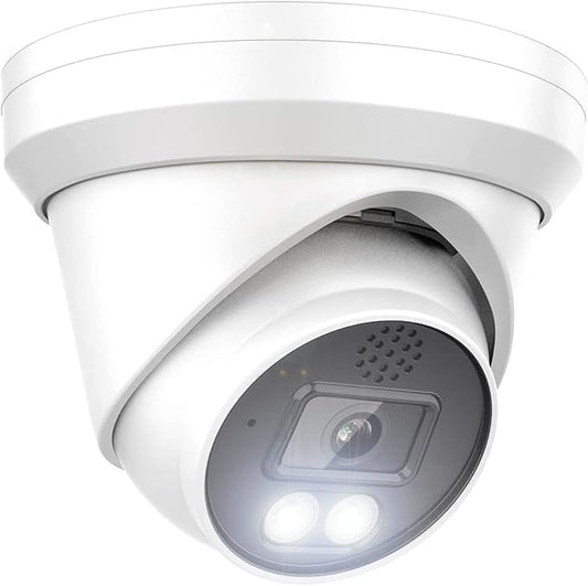 Real HD 6MP Full Color Night Vision ColorVu Turret Dome IP Camera with Visible White LED Lights, 2.8mm Wide Angle, Outdoor Built in Mic, Plug and Play