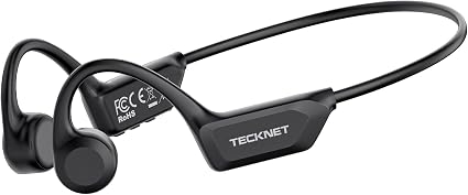 TECKNET Bone Conduction Headphones, Bluetooth V6.0 Open Ear Headphones, Wireless Headphones 10H Playtime & IPX5 Waterproof, Comfortable Fit Built-in Mic, Sport Headphone for Running & Workout -Black