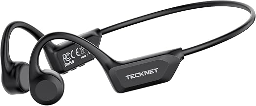 TECKNET Bone Conduction Headphones, Bluetooth V6.0 Open Ear Headphones, Wireless Headphones 10H Playtime & IPX5 Waterproof, Comfortable Fit Built-in Mic, Sport Headphone for Running & Workout -Black