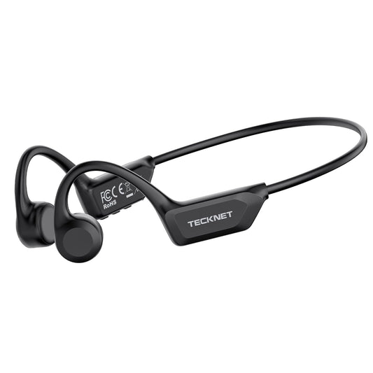 TECKNET Bone Conduction Headphones, Bluetooth V6.0 Open Ear Headphones, Wireless Headphones 10H Playtime & IPX5 Waterproof, Comfortable Fit Built-in Mic, Sport Headphone for Running & Workout -Black