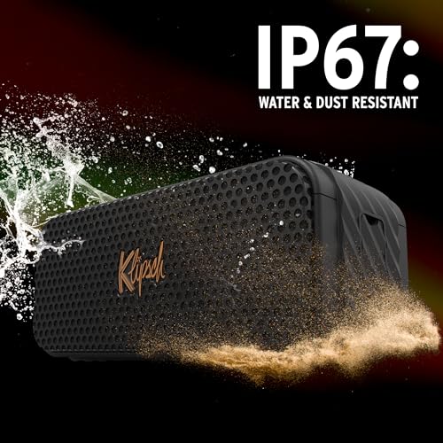 Klipsch Nashville Portable Bluetooth Speaker with a 2.25" full range drivers for 360 degree audio, IP67 dust and waterproof rating, 24 hours of playtime for a premium live concert experience