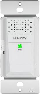 Humidity Sensor Switch for Bathroom Fan with Wall Plate, Automatic On/Off Control, Single Pole, 120VAC 60Hz, 20-Min Delay Timer, Quiet Energy-Saving Moisture Sensor Switch for Laundry ETL Certified