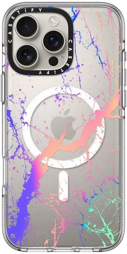 CASETiFY Clear iPhone 16 Pro Max Case [Not Yellowing / 6.6 ft. 3X Military Grade Drop Protection/Compatible with Magsafe] - Hypnotic Marble Rainbow - Clear
