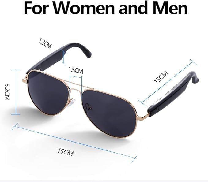 Bluetooth Audio Smart Sunglasses with Speakers, UV400 Protection Blue Light Blocking Glasses for Men Women
