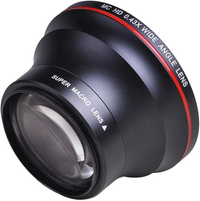 55MM 0.43x Professional HD Wide Angle Lens w/Macro Portion for Nikon D3400 D5600 for Sony Alpha Cameras