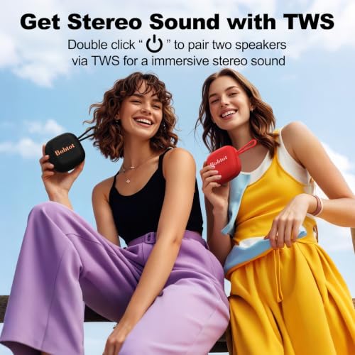 Bobtot Portable Bluetooth Speaker, IPX7 Waterproof, TWS Pairing, Black