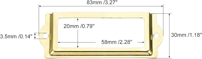 uxcell Metal Label Holders, 83x30mm 40pcs File Name Card Tag Label Holder Frame for Office Library Drawer Cabinet Shelves, Gold Tone