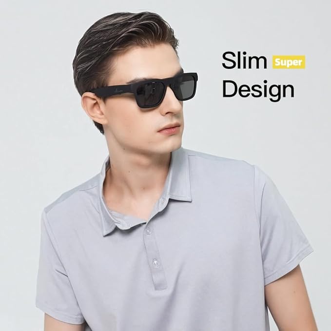 OhO Smart Glasses,Polarized Sunglasses with Bluetooth Speaker,Athletic/Outdoor UV Protection and Voice Control,Unisex(Grey Lens)