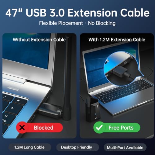 WiFi 7 USB Adapter for Desktop PC,BE6500 Tri-Band(2.4G/5G/6G)