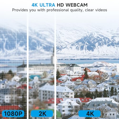 AOC 4K Webcam for PC, Streaming Computer Camera with Noise-Canceling Mic
